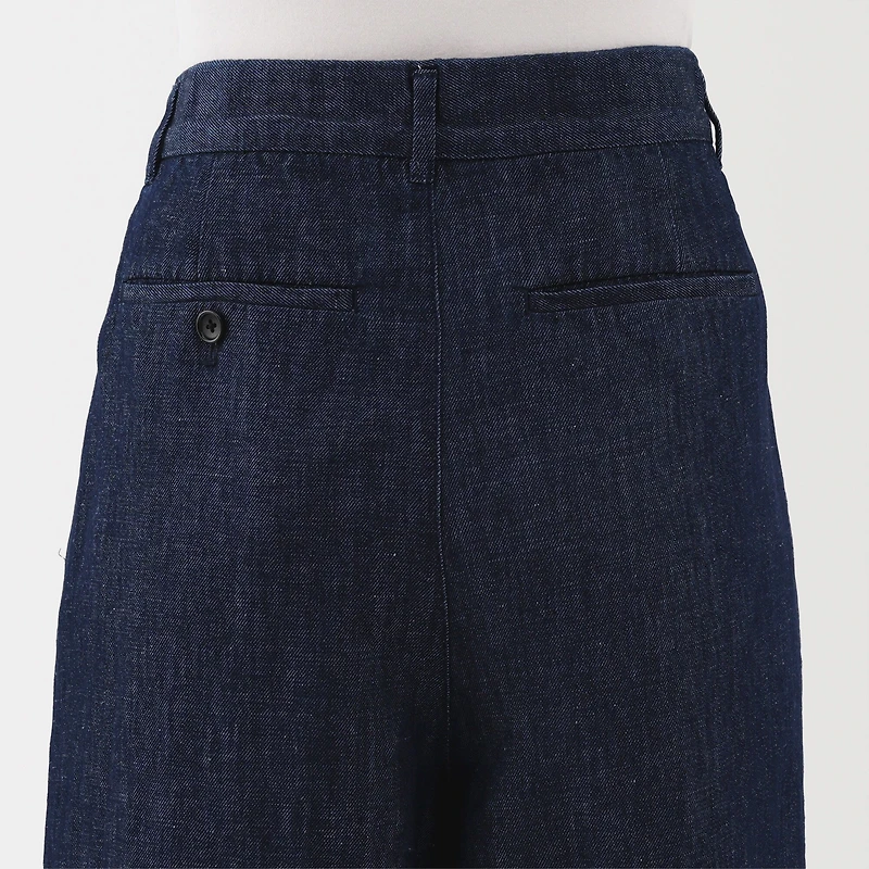 Women's Hemp Blend Denim Darted Wide Pants