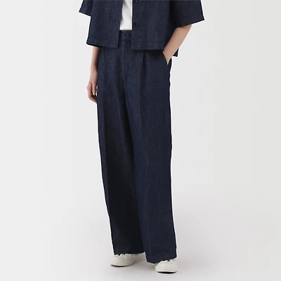 Women's Hemp Blend Denim Darted Wide Pants