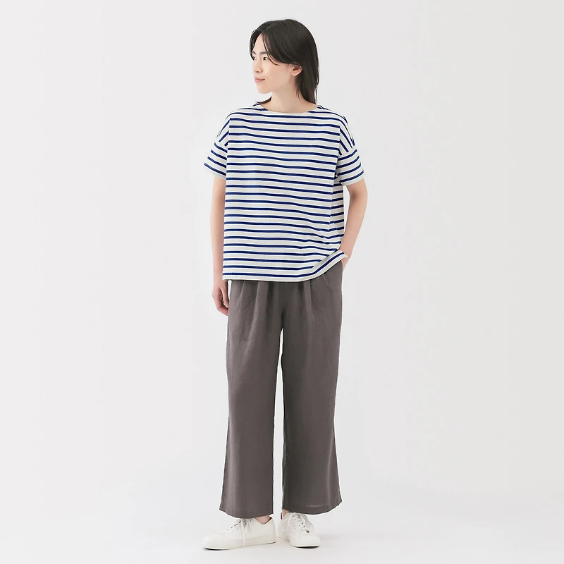 Women's Striped Boat Neck Short Sleeve T-Shirt