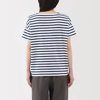 Women's Striped Boat Neck Short Sleeve T-Shirt