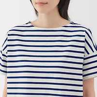 Women's Striped Boat Neck Short Sleeve T-Shirt