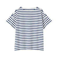 Women's Striped Boat Neck Short Sleeve T-Shirt