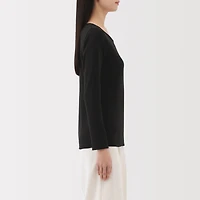 Women's Stretch Ribbed Crew Neck Long Sleeve T-Shirt