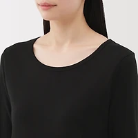 Women's Stretch Ribbed Crew Neck Long Sleeve T-Shirt