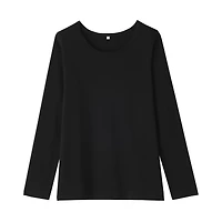 Women's Stretch Ribbed Crew Neck Long Sleeve T-Shirt