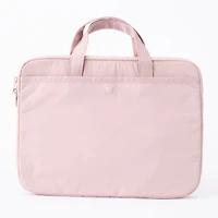 Parachute Cloth Wide Laptop Bag - Pink Beige