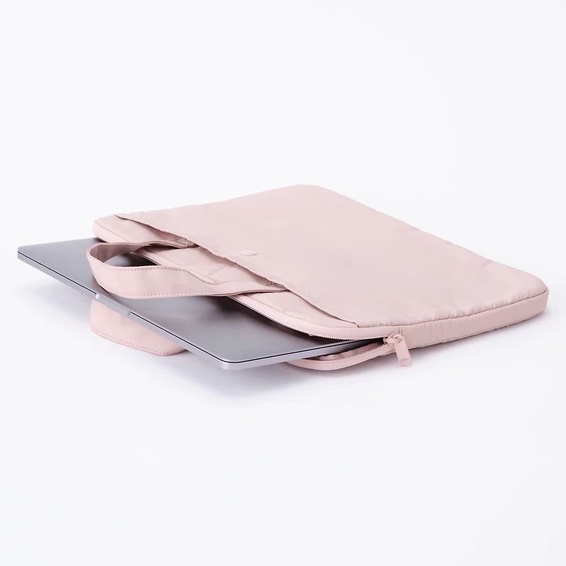 Parachute Cloth Wide Laptop Bag - Pink Beige