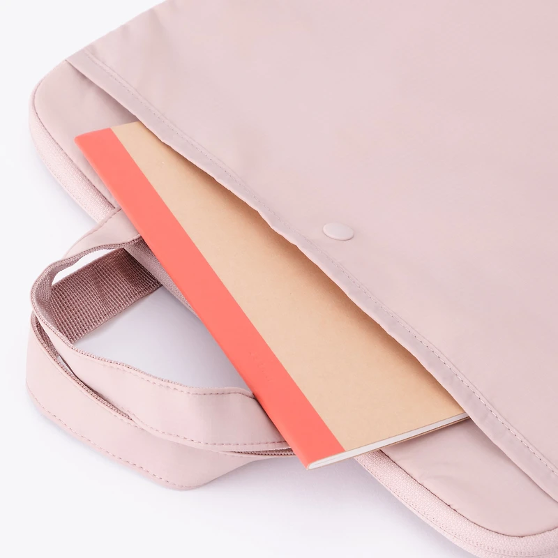 Parachute Cloth Wide Laptop Bag - Pink Beige