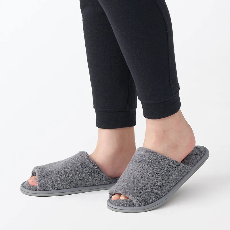 Cotton Pile Open Toe Slippers