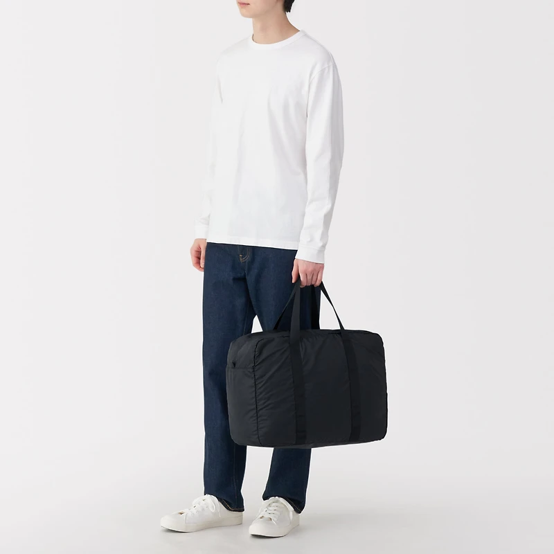 Pocketable Water Repellent Wide Boston Bag