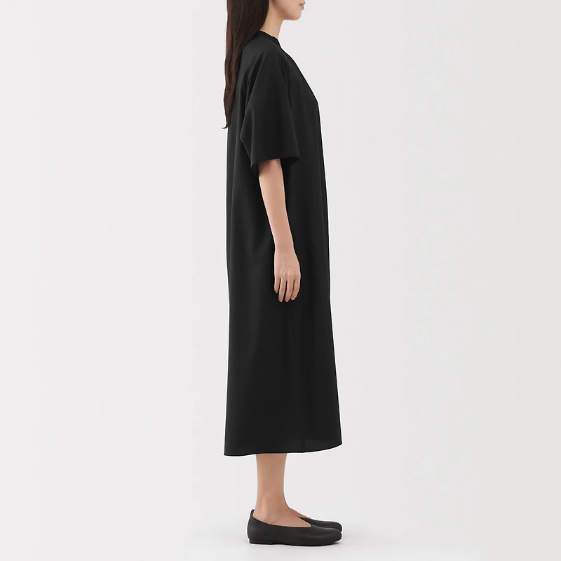 Lyocell Blend Half-Sleeve Patterned Dress
