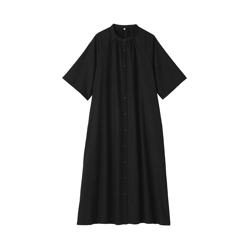 Lyocell Blend Half-Sleeve Patterned Dress