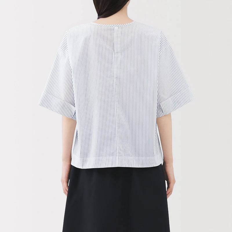 Broadcloth Quick-Dry Half-Sleeve Patterned Blouse