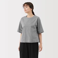 Broadcloth Quick-Dry Half-Sleeve Patterned Blouse