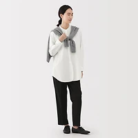 Broadcloth Stand Collar Long Shirt