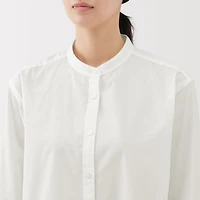 Broadcloth Stand Collar Long Shirt