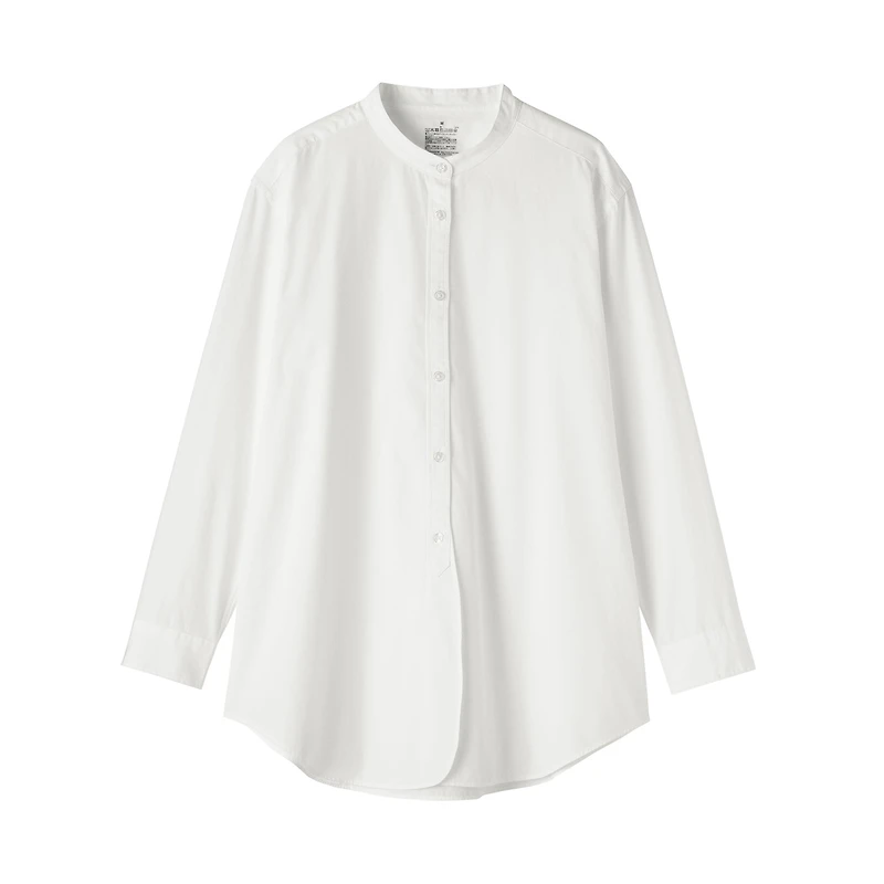 Broadcloth Stand Collar Long Shirt