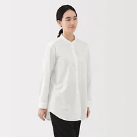 Broadcloth Stand Collar Long Shirt