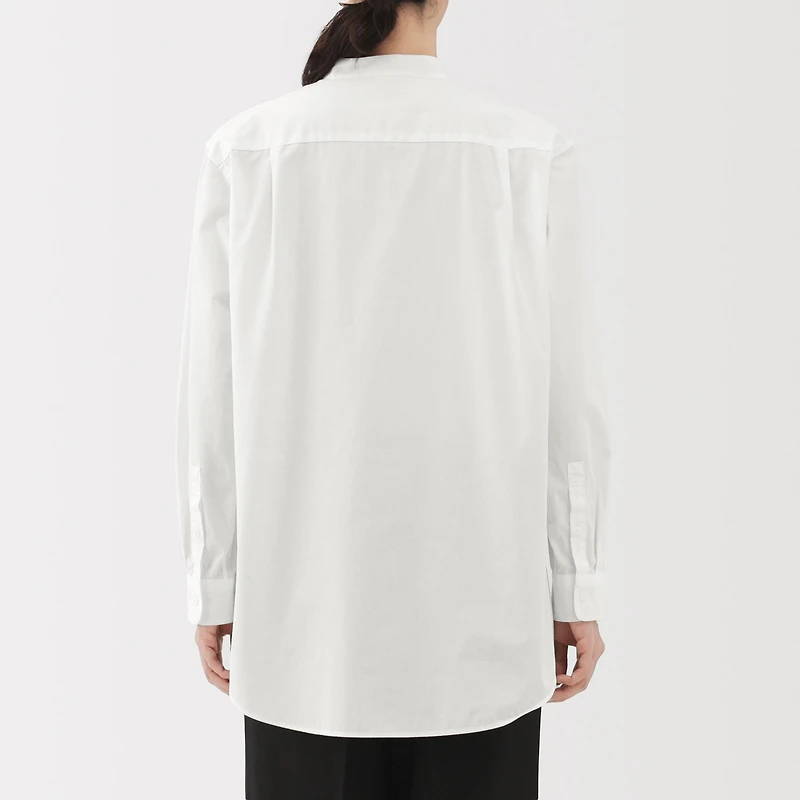 Broadcloth Stand Collar Long Shirt