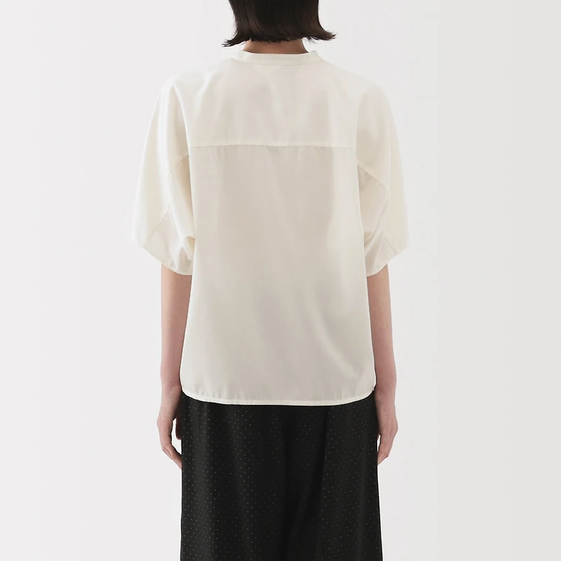 Lyocell Blend Half-Sleeve Patterned Blouse