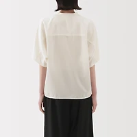 Lyocell Blend Half-Sleeve Patterned Blouse