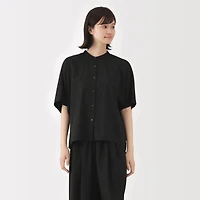 Lyocell Blend Half-Sleeve Patterned Blouse