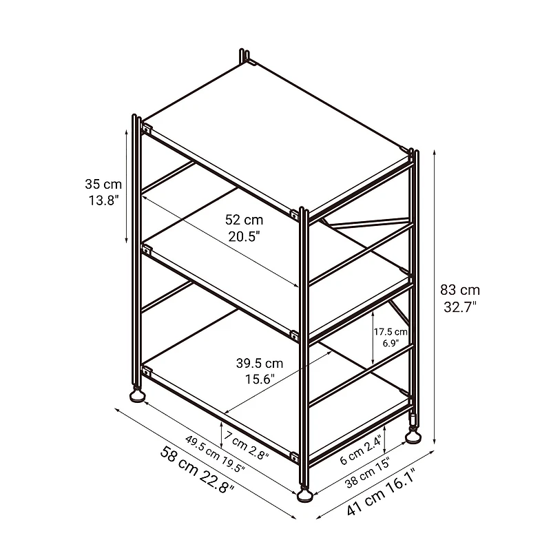 SUS Shelving Unit - Stainless Steel - Regular - Small