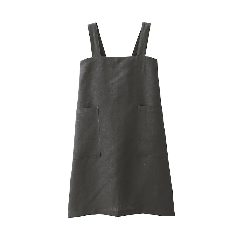 Linen Plain Weave Shoulder Strap Apron