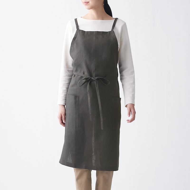 Linen Plain Weave Cross Shoulder Strap Apron