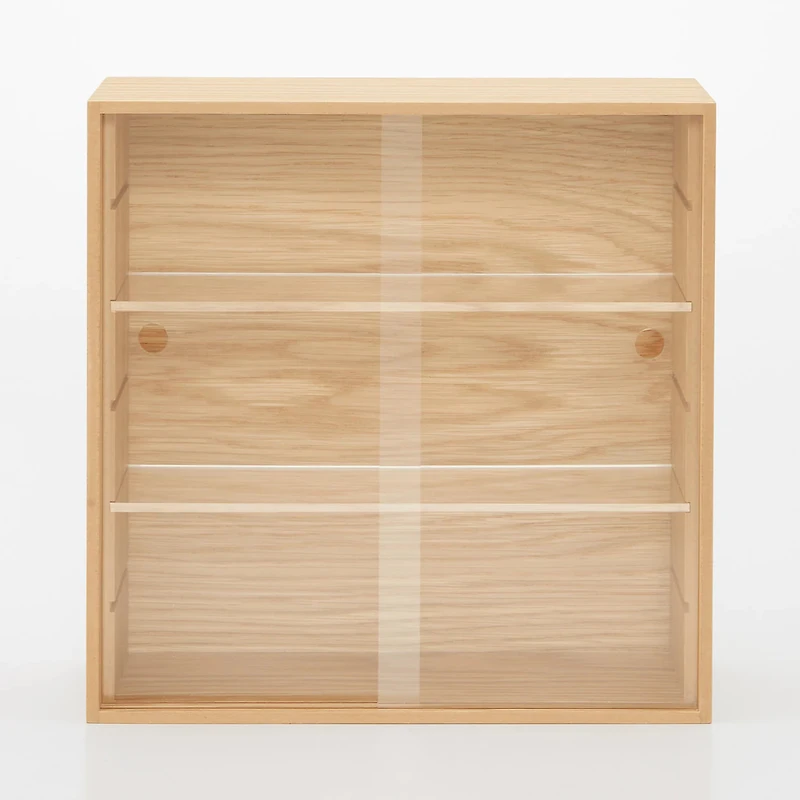 Wooden Display Case with Sliding Doors