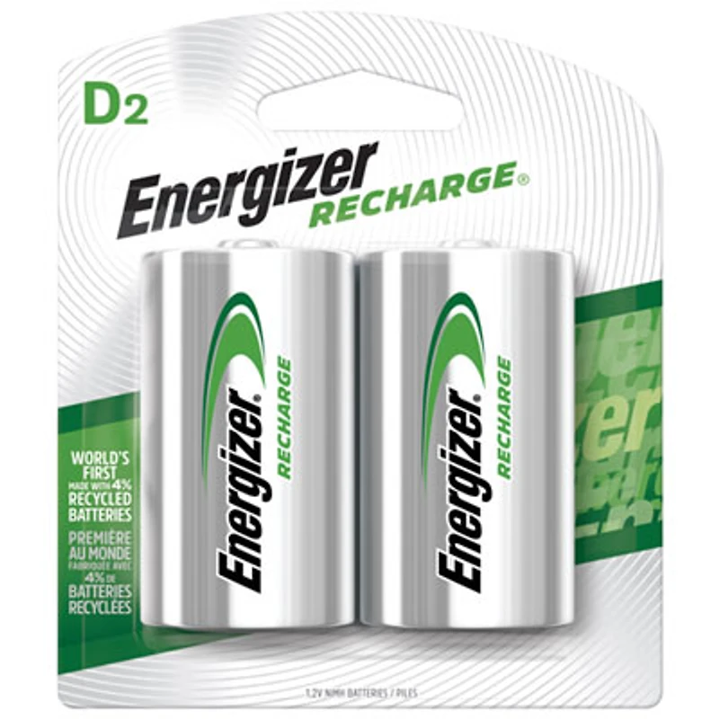 Energizer NH50BP-2 "D" NiMH 2-Pack Rechargeable Batteries