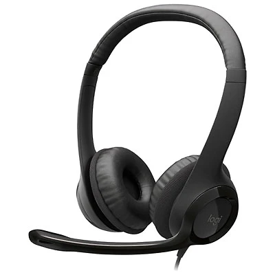 Logitech H390 Wired Headset with Noise Cancelling Microphone - Black