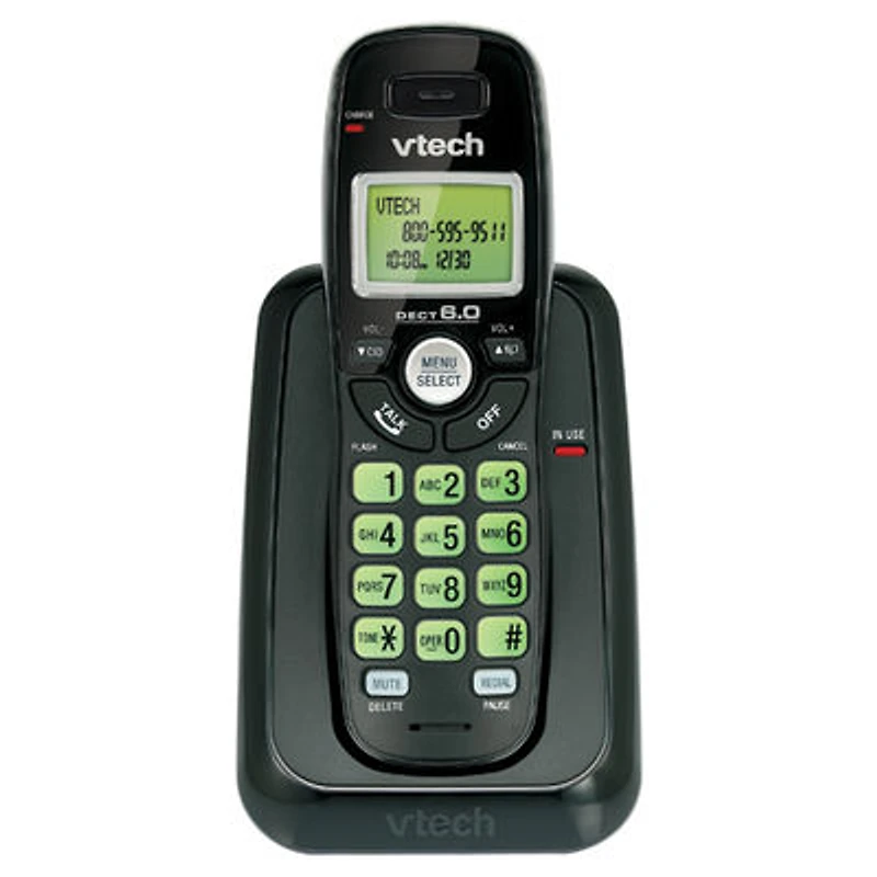 VTech 1-Handset DECT 6.0 Cordless Phone (CS6114-11 BLK)