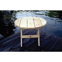 Bear Chair Traditional Round Outdoor Side Table - White Pine