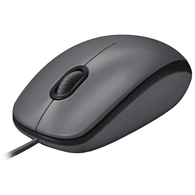 Logitech M100 Wired Optical Ambidextrous Mouse for PC - Charcoal