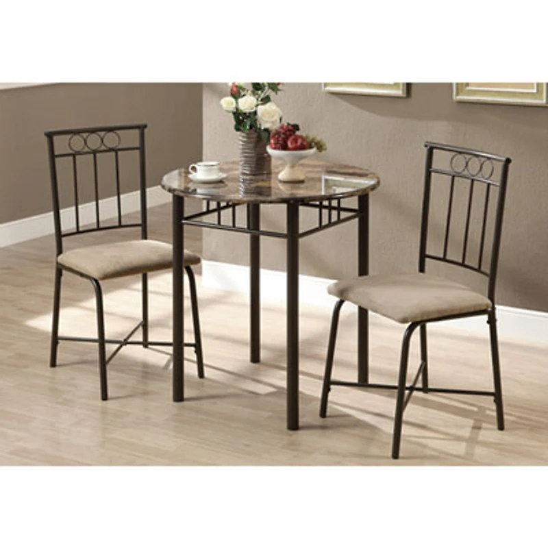 Transitional 3-Piece Bistro Set - Cappuccino/ Bronze