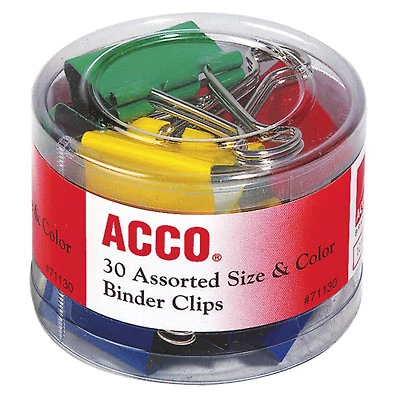 Acco 30-Piece Assorted Binder Clips (ACC71130) - 30 Pack