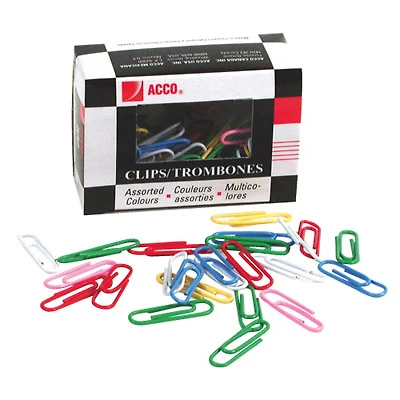 Acco Assorted Vinyl Coated Paper Clips (ACC72524) - 500 Pack