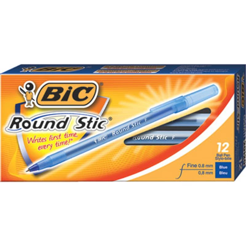 BIC Round Stic Ballpoint Pen (BICGSF11-BL) - 12 Pack - Blue