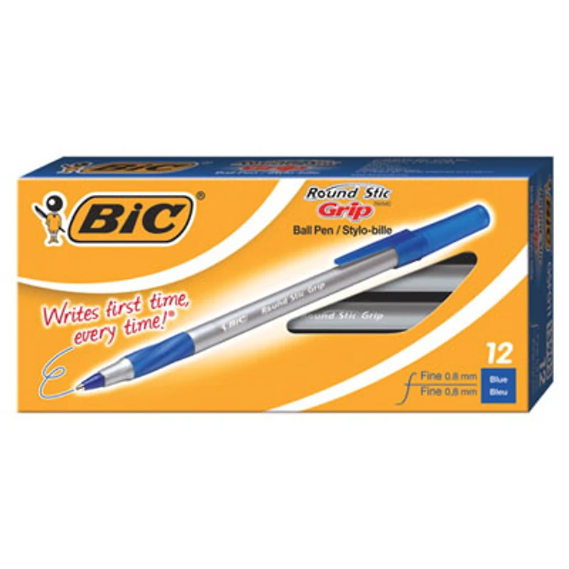 BIC Round Stic Ballpoint Pen (BICGSFG11-BL) - 12 Pack - Blue