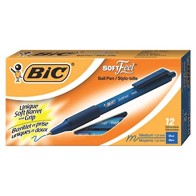 BIC SoftFeel Retractable Ball Point Pen (BICSCSM11-BL) - 12 Pack - Blue