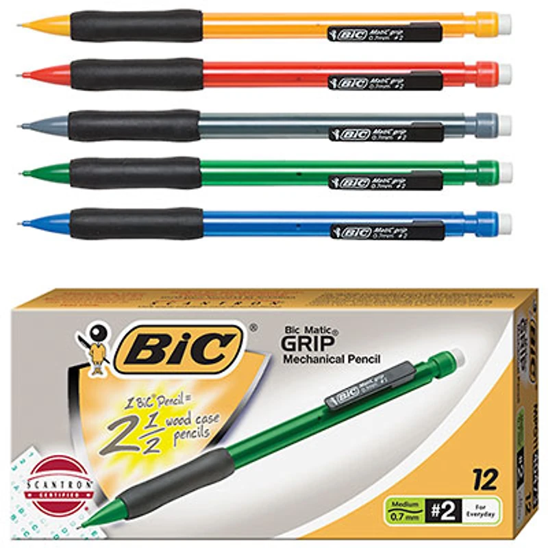 BIC Bicmatic 0.7mm Grip Mechanical Pencil (BICMPG11) - 12 Pack