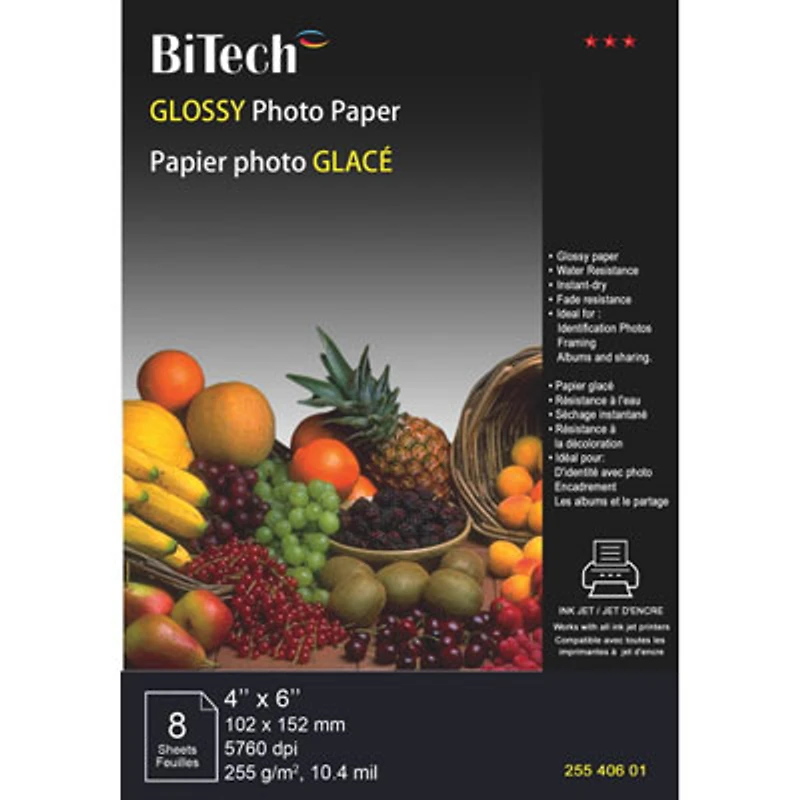 BiTech 8-Sheet 4" x 6" Glossy Photo Paper