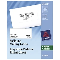 Avery 4-1/4" x 2" Copier Address Label (AVE45005) - 1000 Pack - White