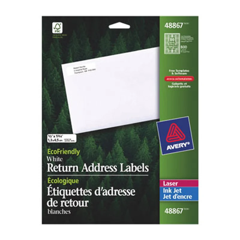 Avery 1/2" x 1 3/4" Mailing Label (AVE48867) - White
