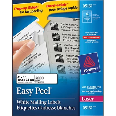 Avery 1" x 4" Easy Peel Mailing Labels (AVE05161) - 2000 Pack