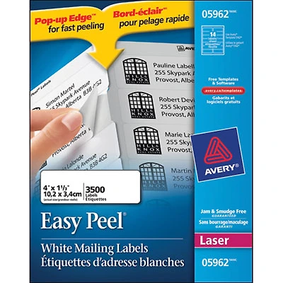 Avery 1" x 4" Easy Peel Mailing Labels (AVE05962) - 3500 Pack