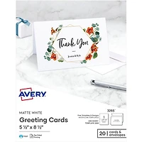 Avery 5.5" x 8.5" Half-Fold Cards (AVE03265) - 20 Pieces - White