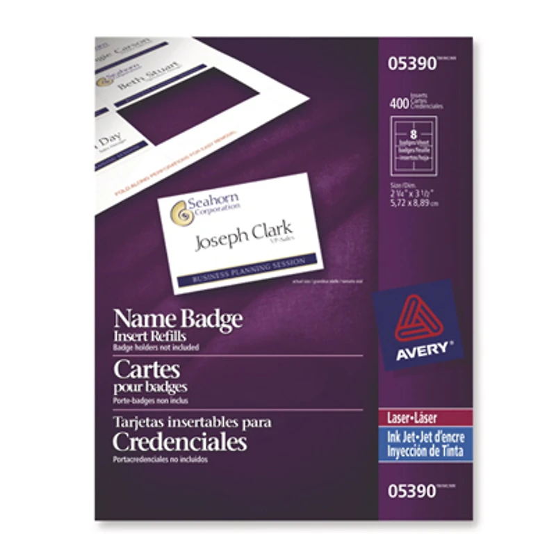 Avery Name Badge Inserts (AVE05390) - 400 Pack - White
