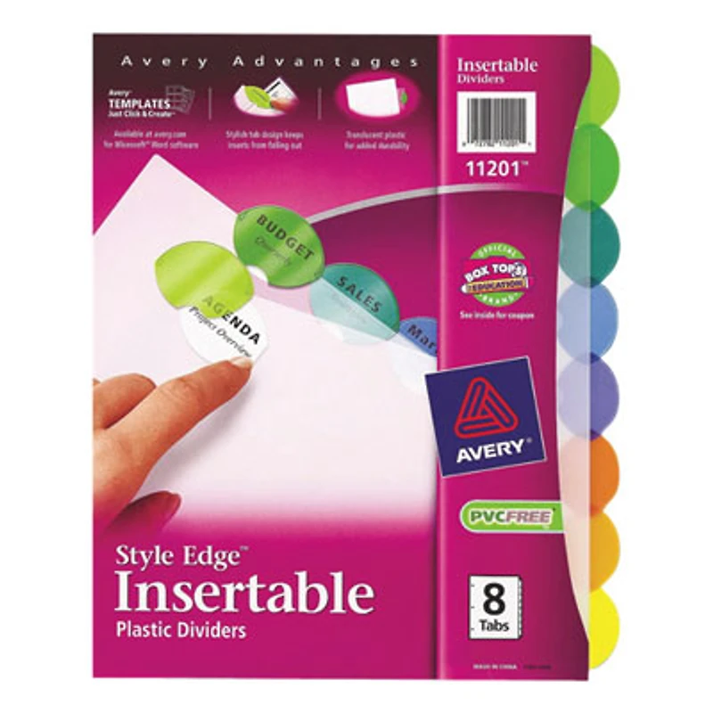 Avery Style Edge Insertable Tab Dividers (AVE11201) - 8 Pack - Assorted